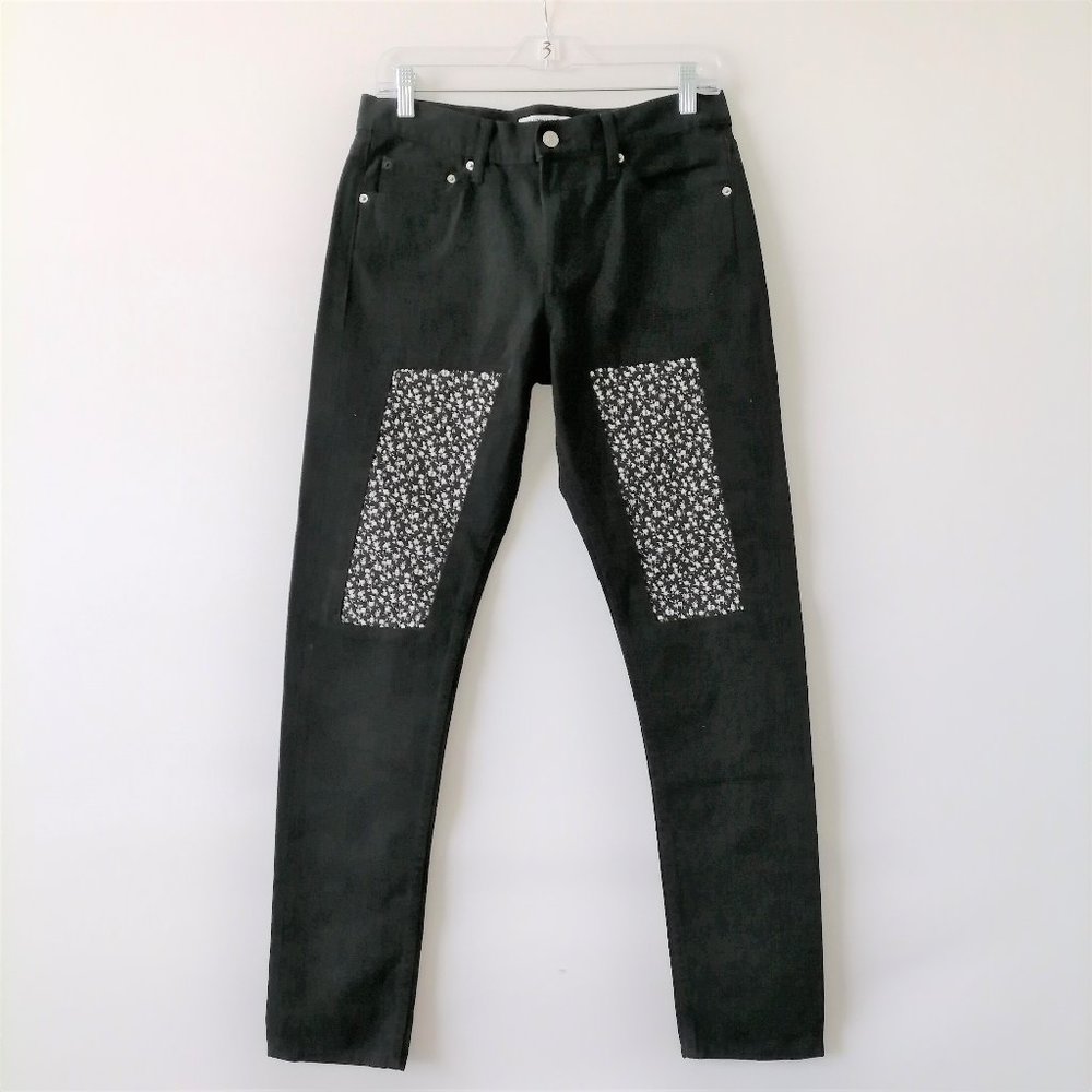 New Calvin Klein Jeans Men's Black Floral Detailed Jeans Size 28x30